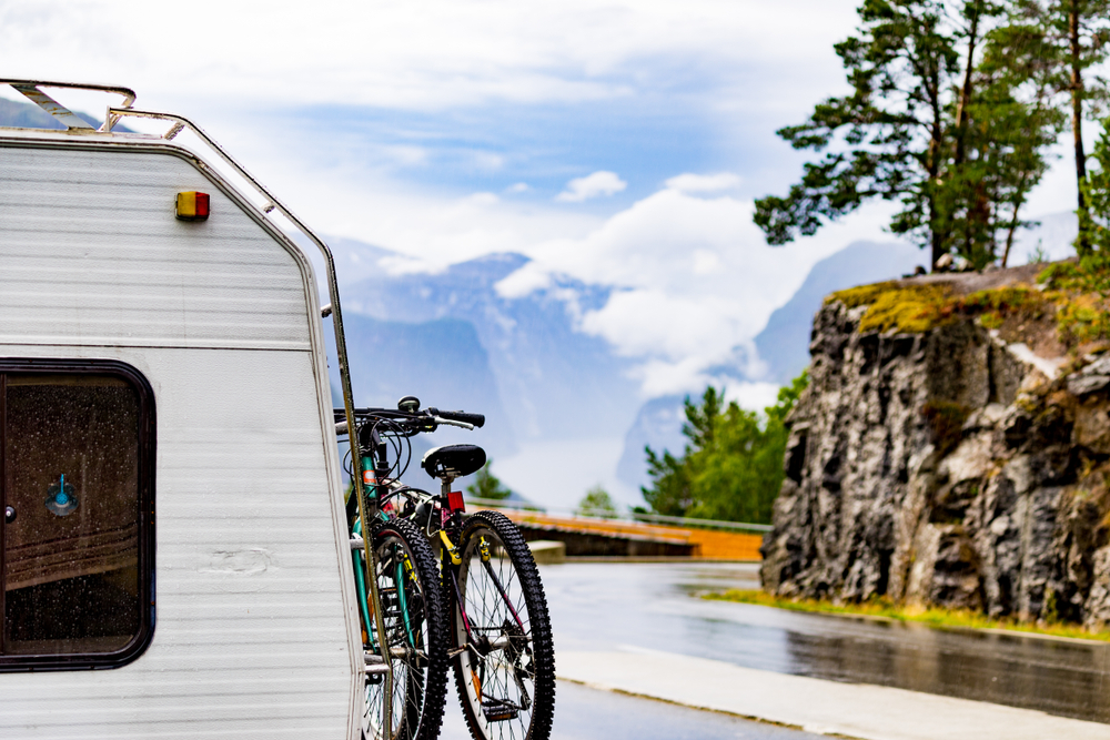 Camper car motorhome with bicycles