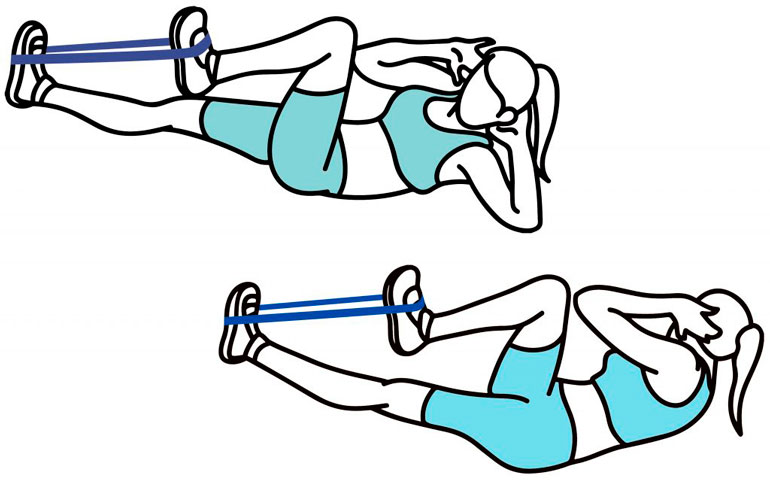 Oblique Crunch with resistance band