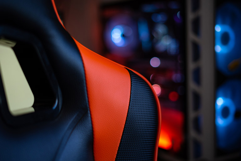 gaming chair backrest close up